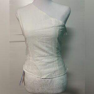 White one-sleeve blouse, size Small